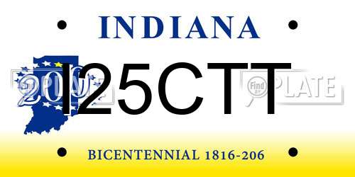 I25CTT Indiana License Plate