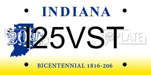 I25VST Indiana License Plate