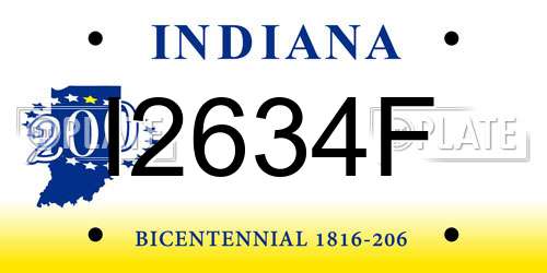 I2634F Indiana License Plate