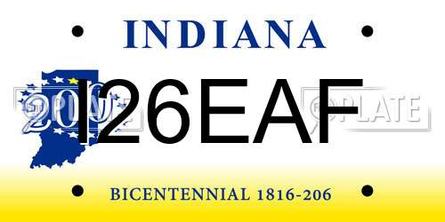 I26EAF Indiana License Plate