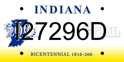 I27296D Indiana License Plate