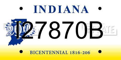 I27870B Indiana License Plate