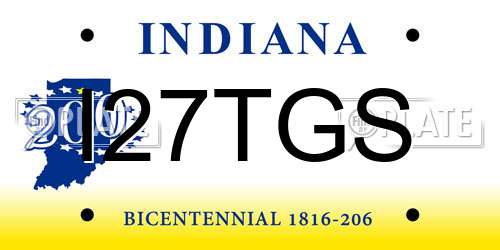I27TGS Indiana License Plate