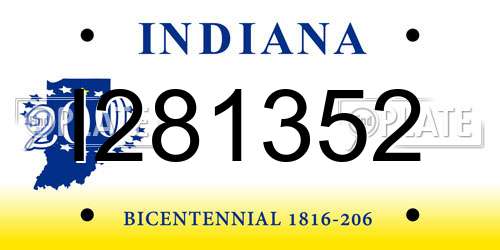 I281352 Indiana License Plate