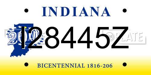 I28445Z Indiana License Plate
