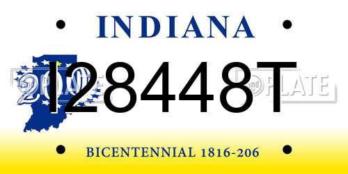 I28448T Indiana License Plate