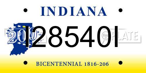 I28540I Indiana License Plate