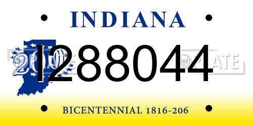 I288044 Indiana License Plate