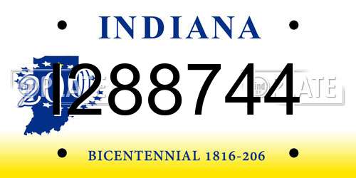 I288744 Indiana License Plate
