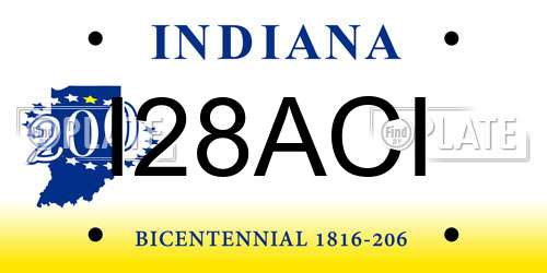 I28ACI Indiana License Plate