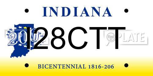 I28CTT Indiana License Plate