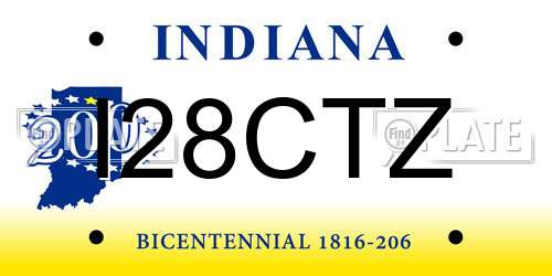 I28CTZ Indiana License Plate