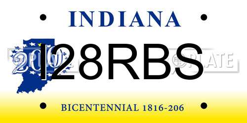 I28RBS Indiana License Plate