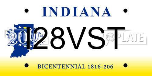 I28VST Indiana License Plate