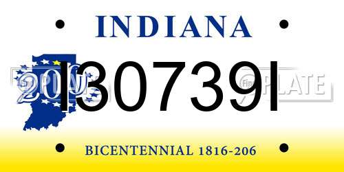 I30739I Indiana License Plate