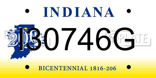 I30746G Indiana License Plate