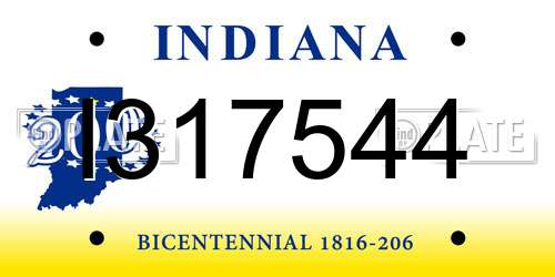 I317544 Indiana License Plate