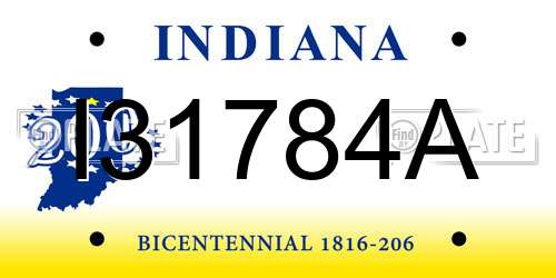 I31784A Indiana License Plate