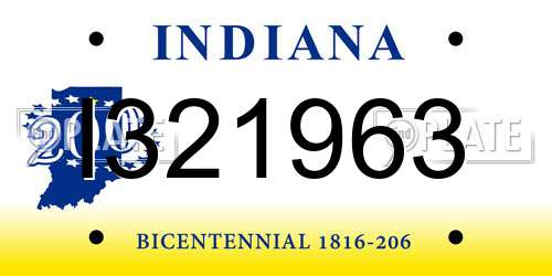 I321963 Indiana License Plate