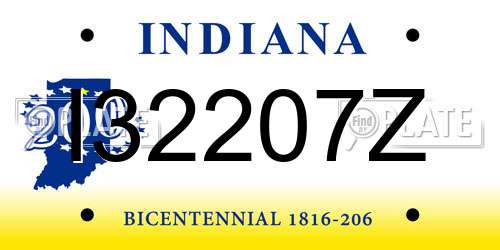 I32207Z Indiana License Plate