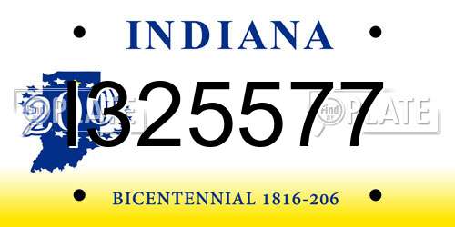 I325577 Indiana License Plate