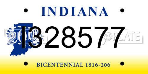 I328577 Indiana License Plate