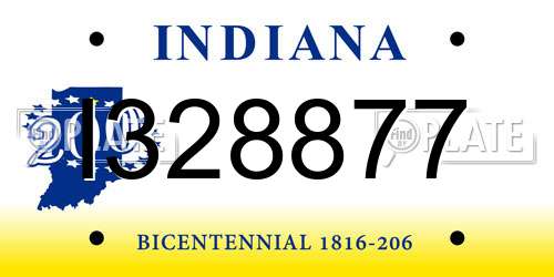 I328877 Indiana License Plate