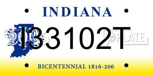 I33102T Indiana License Plate