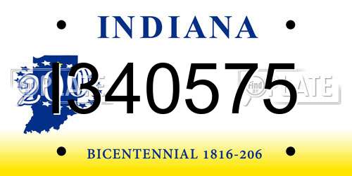 I340575 Indiana License Plate
