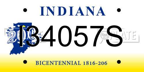 I34057S Indiana License Plate