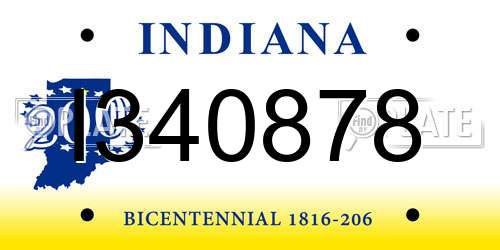 I340878 Indiana License Plate
