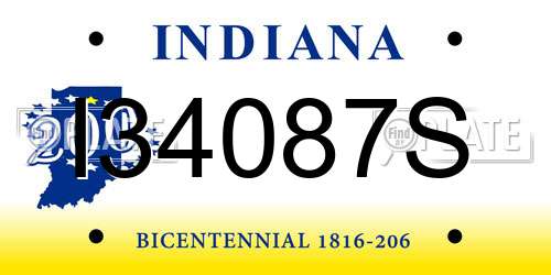 I34087S Indiana License Plate