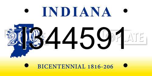 I344591 Indiana License Plate