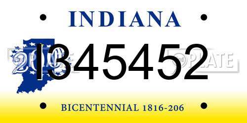 I345452 Indiana License Plate