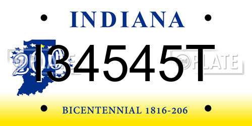 I34545T Indiana License Plate
