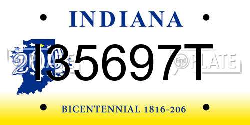 I35697T Indiana License Plate