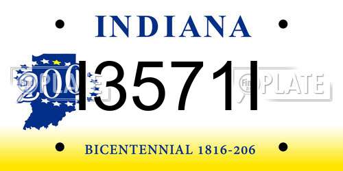 I3571I Indiana License Plate