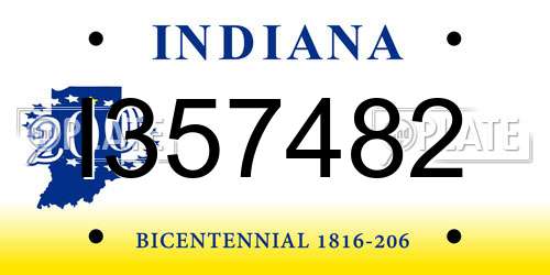 I357482 Indiana License Plate