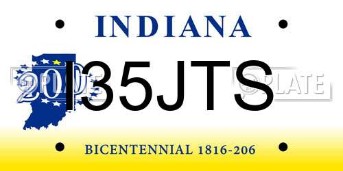 I35JTS Indiana License Plate