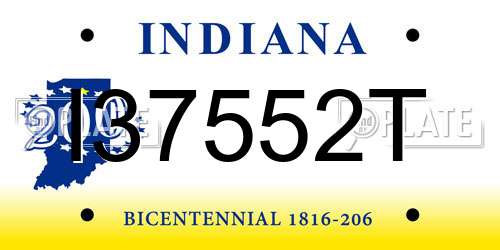 I37552T Indiana License Plate
