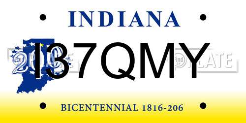 I37QMY Indiana License Plate