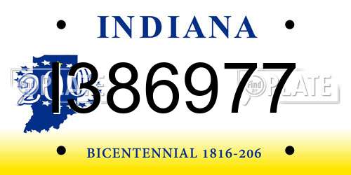I386977 Indiana License Plate
