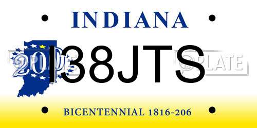 I38JTS Indiana License Plate