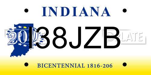 I38JZB Indiana License Plate