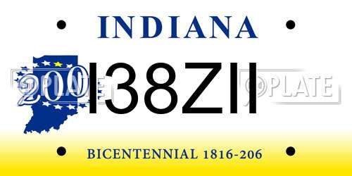 I38ZII Indiana License Plate