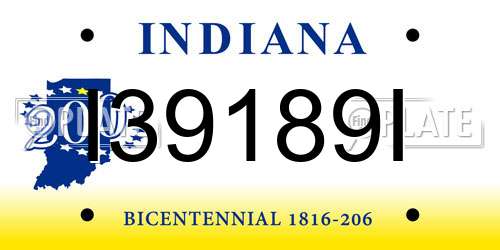 I39189I Indiana License Plate