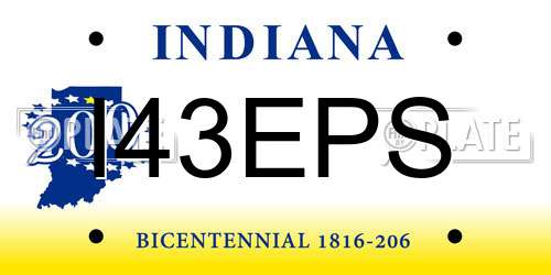I43EPS Indiana License Plate