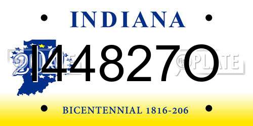 I44827O Indiana License Plate