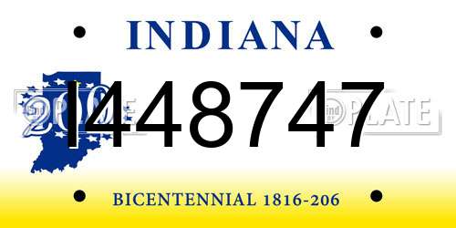 I448747 Indiana License Plate