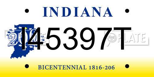 I45397T Indiana License Plate